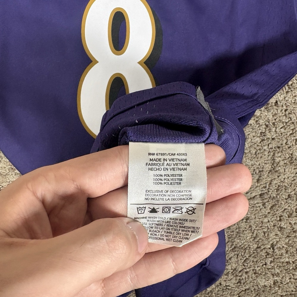 NEW Nike On Field Baltimore Ravens Lamar Jackson NFL Jersey Purple Youth Large - Picture 6 of 8